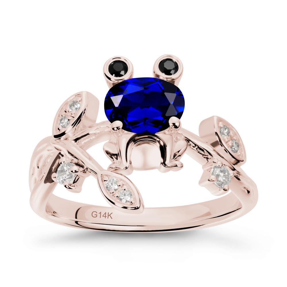 Oval Shaped Sapphire Frog Ring - LUO Jewelry #metal_14k rose gold