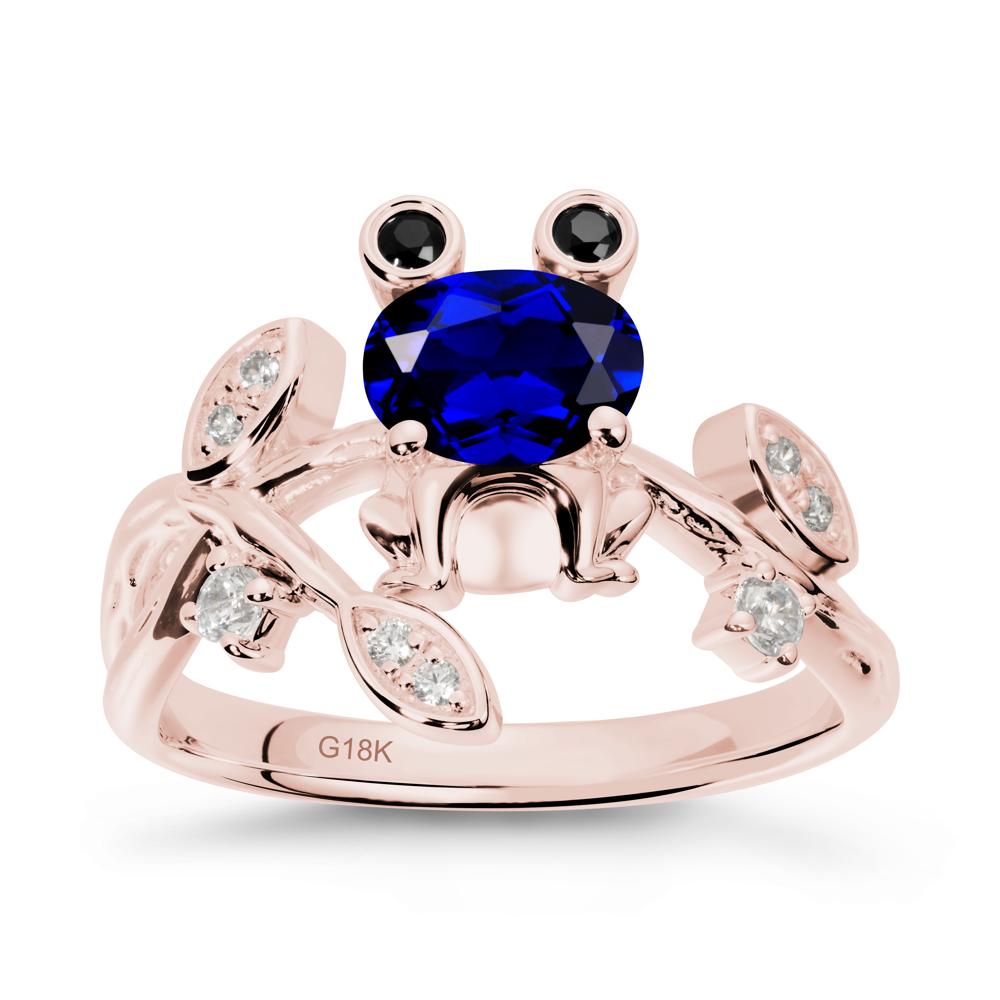 Oval Shaped Sapphire Frog Ring - LUO Jewelry #metal_18k rose gold