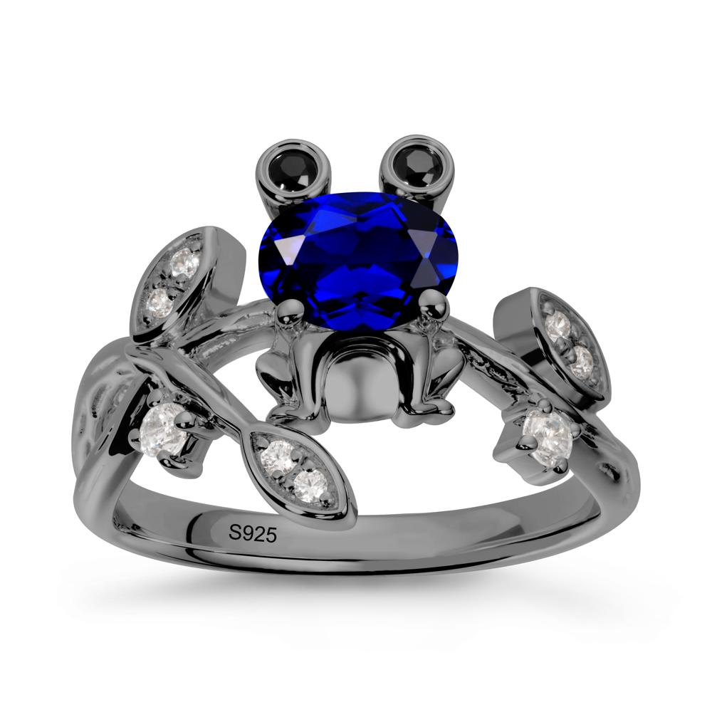 Oval Shaped Sapphire Frog Ring - LUO Jewelry #metal_black finish sterling silver