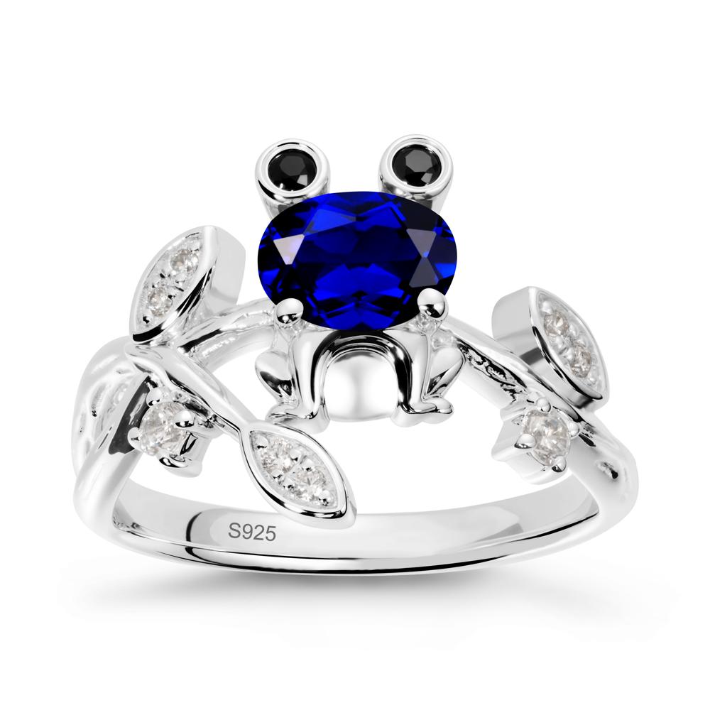 Oval Shaped Sapphire Frog Ring - LUO Jewelry #metal_sterling silver
