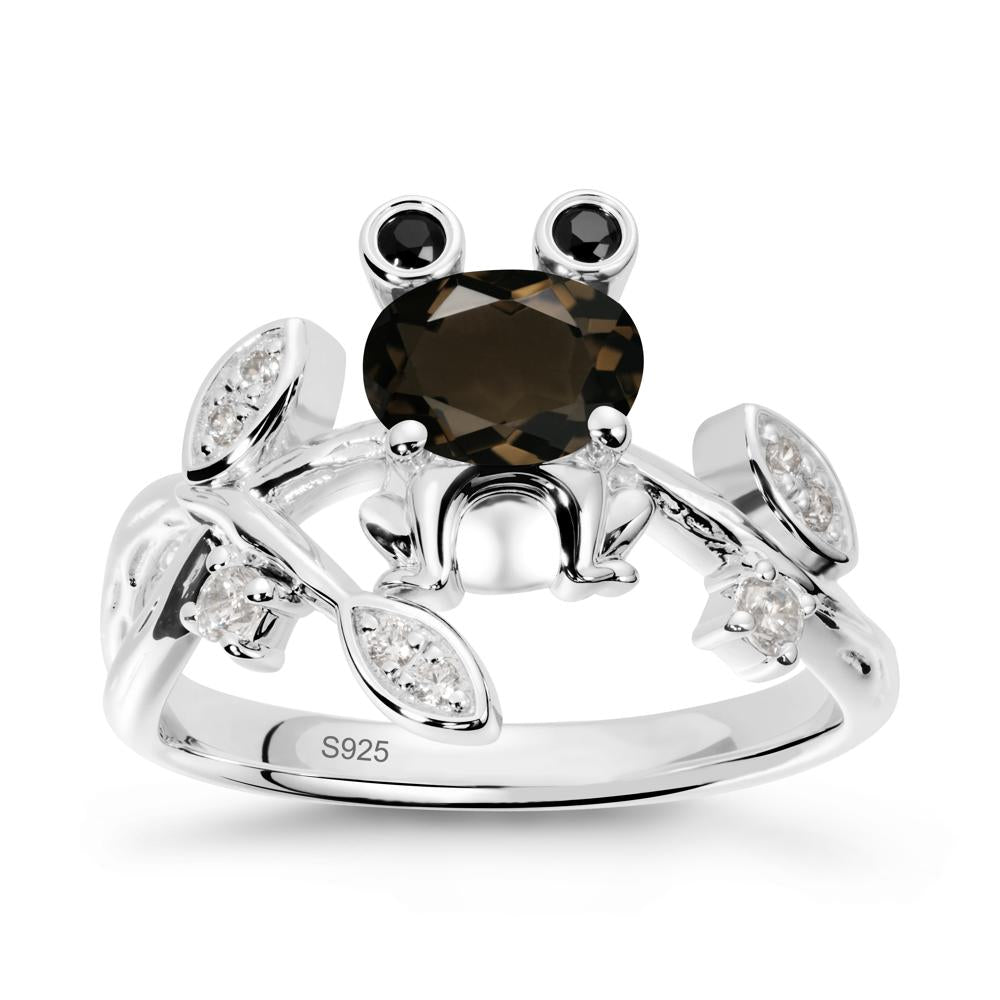 Smoky Quartz Frog Ring with Twisting Leaves and Branches - LUO Jewelry #metal_sterling silver