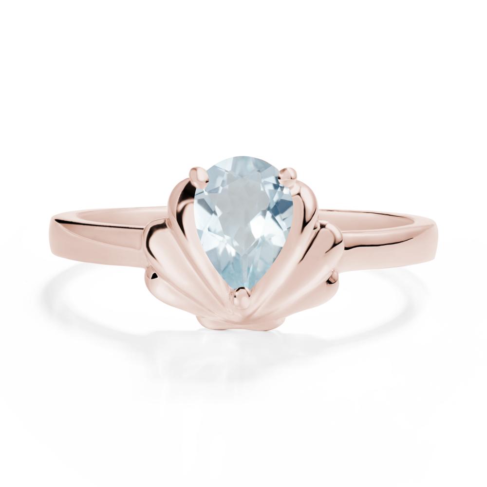 Pear Aquamarine Shell Engagement Ring - LUO Jewelry #metal_14k rose gold