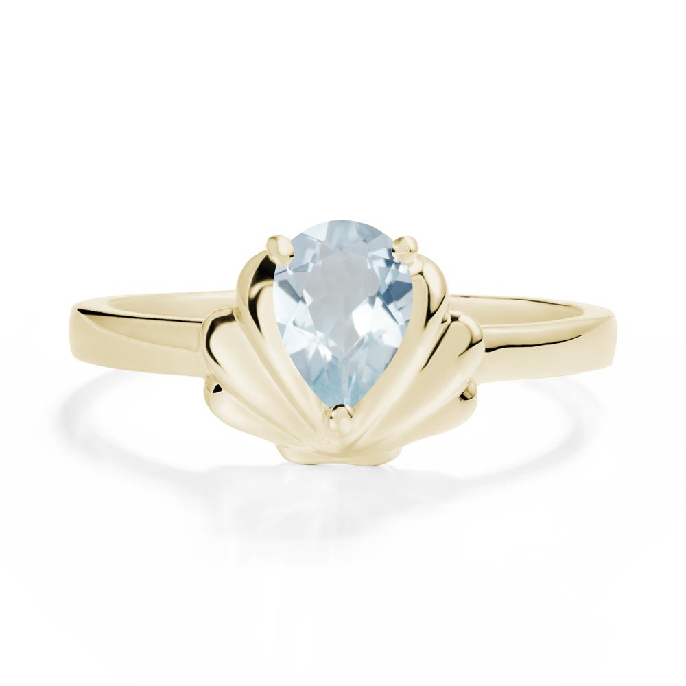 Pear Aquamarine Shell Engagement Ring - LUO Jewelry #metal_14k yellow gold