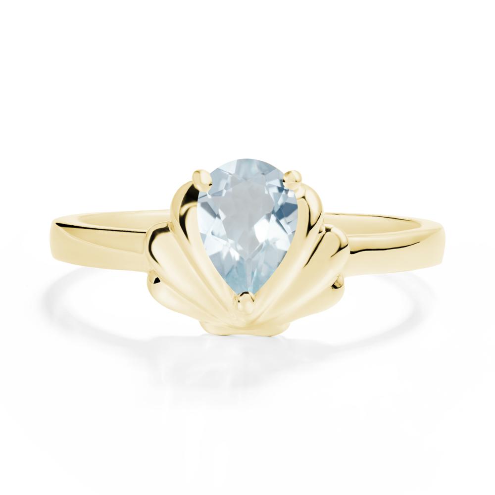 Pear Aquamarine Shell Engagement Ring - LUO Jewelry #metal_18k yellow gold