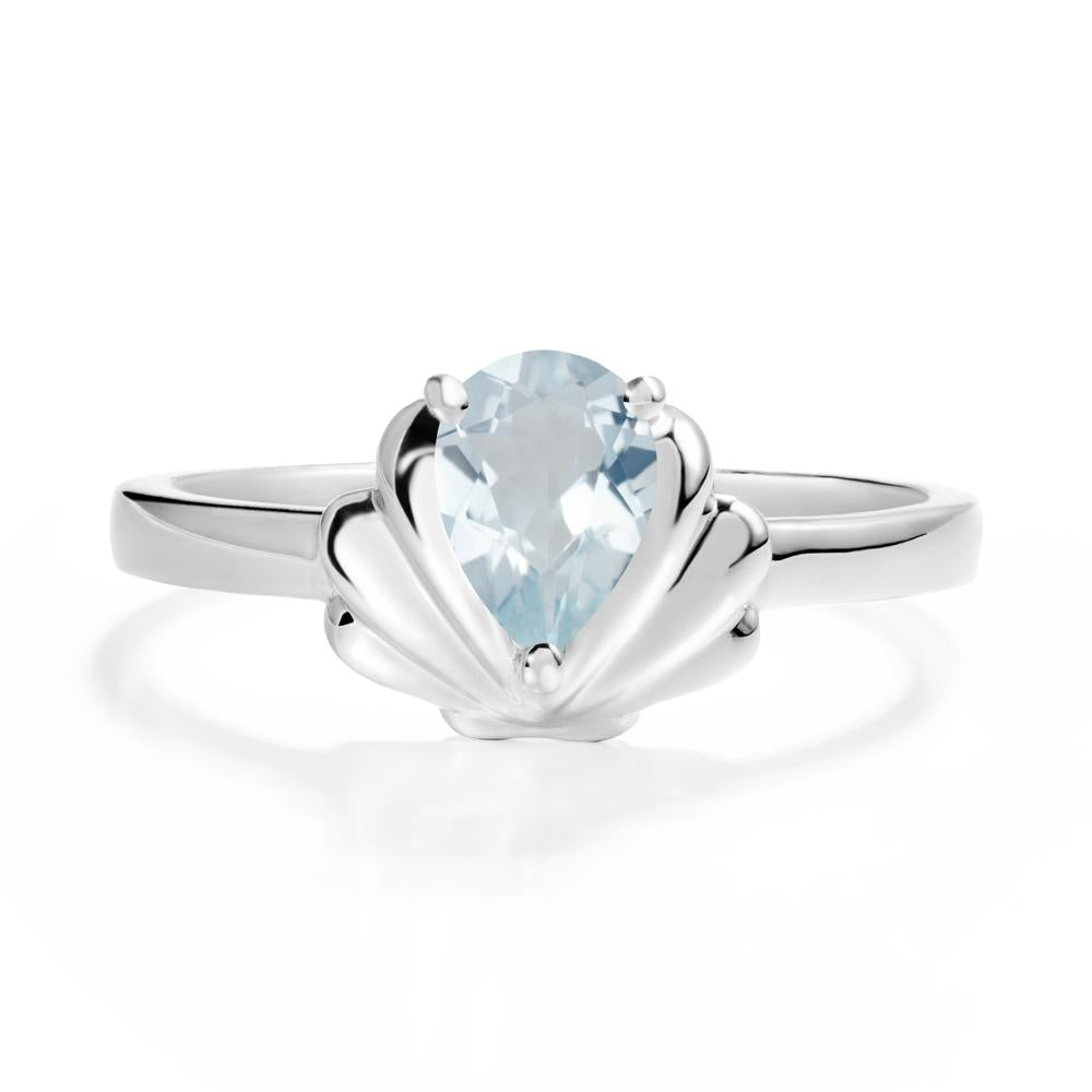 Pear Aquamarine Shell Engagement Ring - LUO Jewelry #metal_sterling silver
