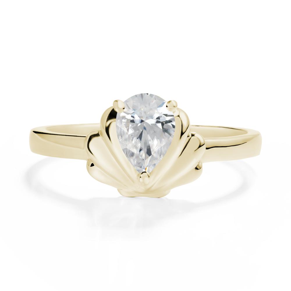 Pear Cubic Zirconia Shell Engagement Ring - LUO Jewelry #metal_14k yellow gold