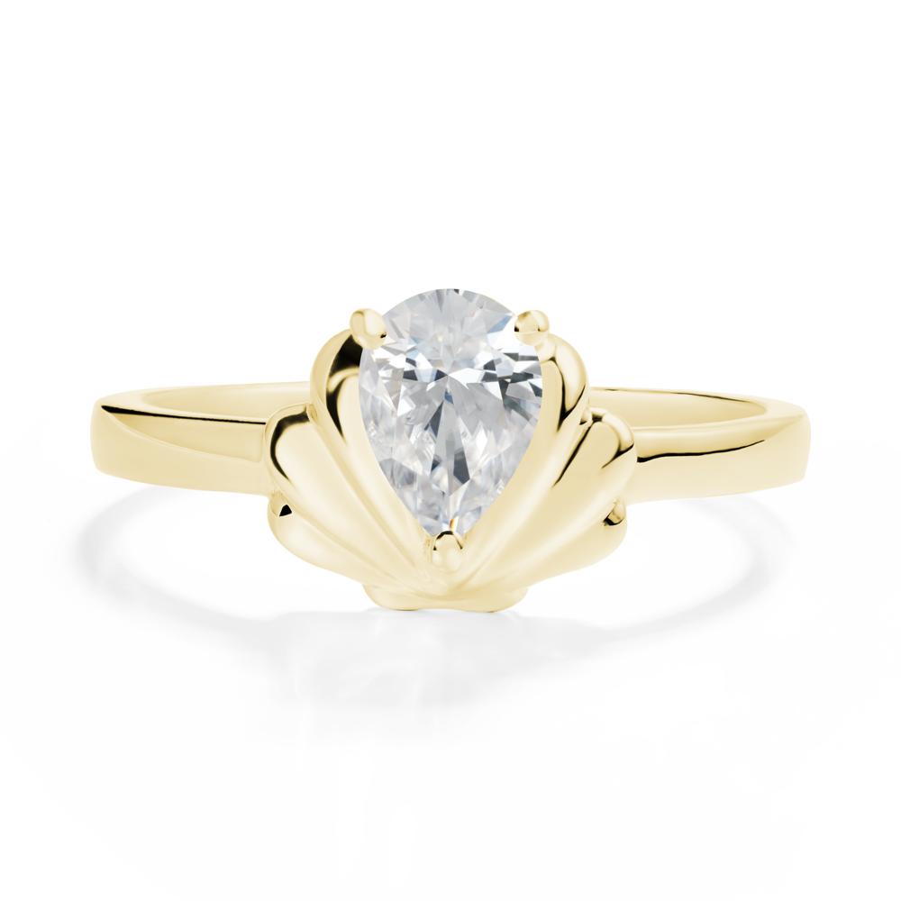 Pear Cubic Zirconia Shell Engagement Ring - LUO Jewelry #metal_18k yellow gold