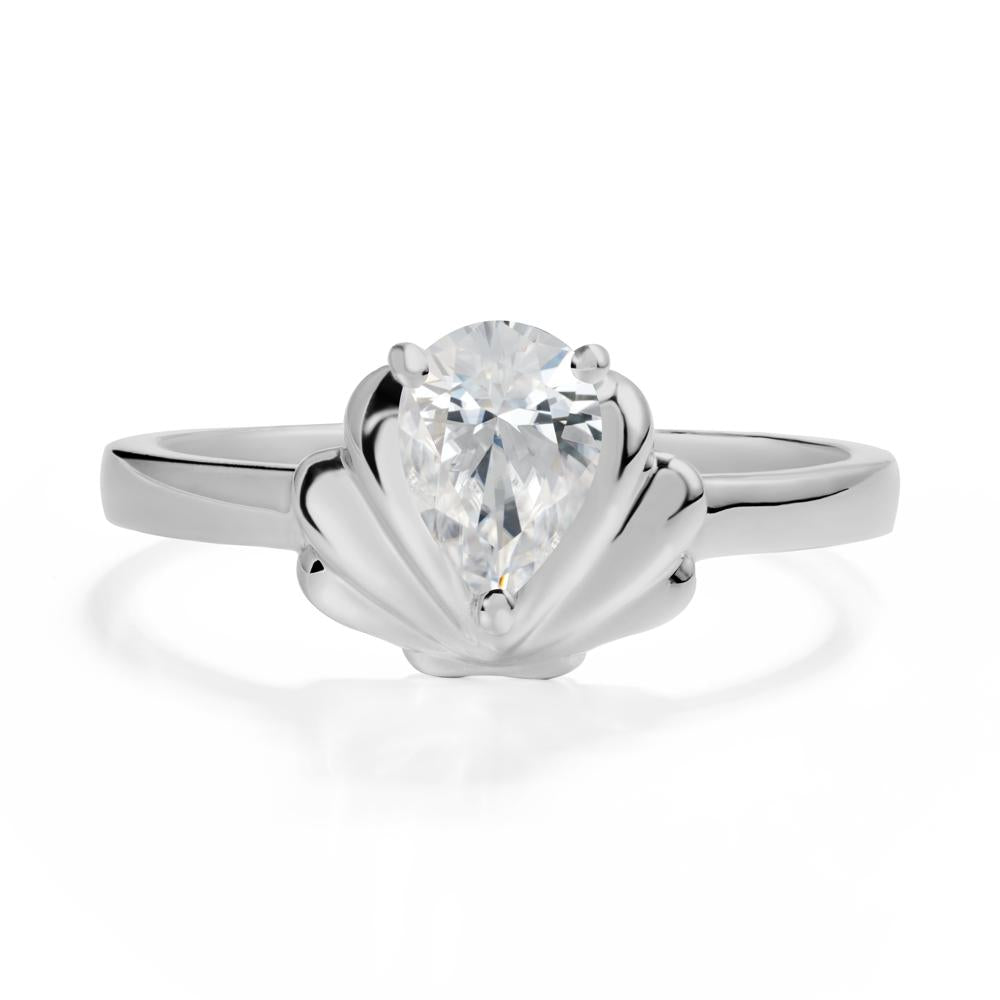 Pear Cubic Zirconia Shell Engagement Ring - LUO Jewelry #metal_platinum