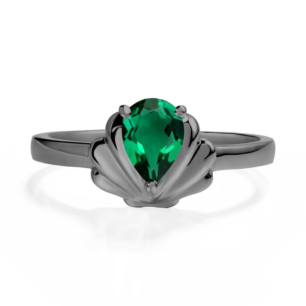 Shell Emerald Promise Ring - LUO Jewelry #metal_black finish sterling silver