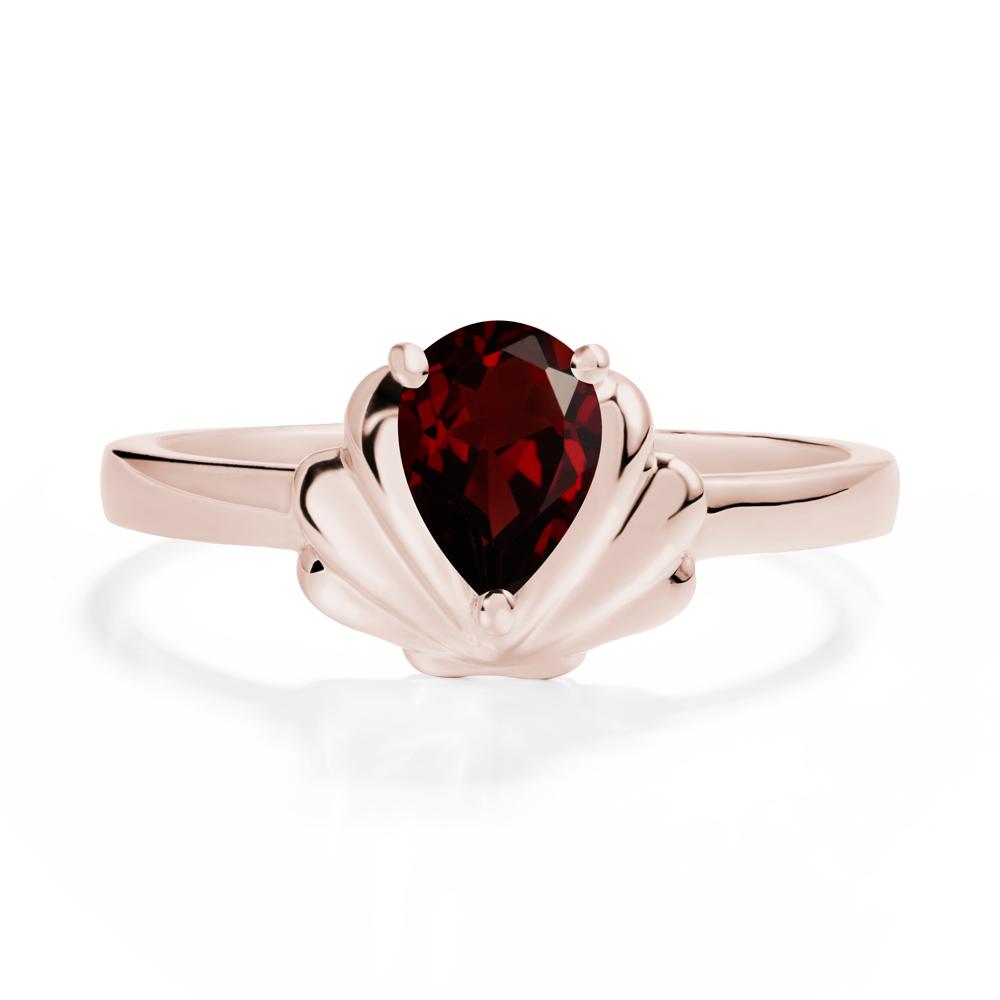 Pear Garnet Shell Engagement Ring - LUO Jewelry #metal_14k rose gold