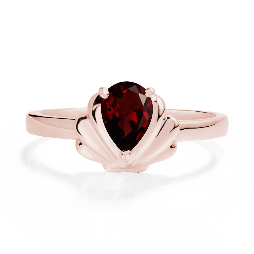 Pear Garnet Shell Engagement Ring - LUO Jewelry #metal_18k rose gold