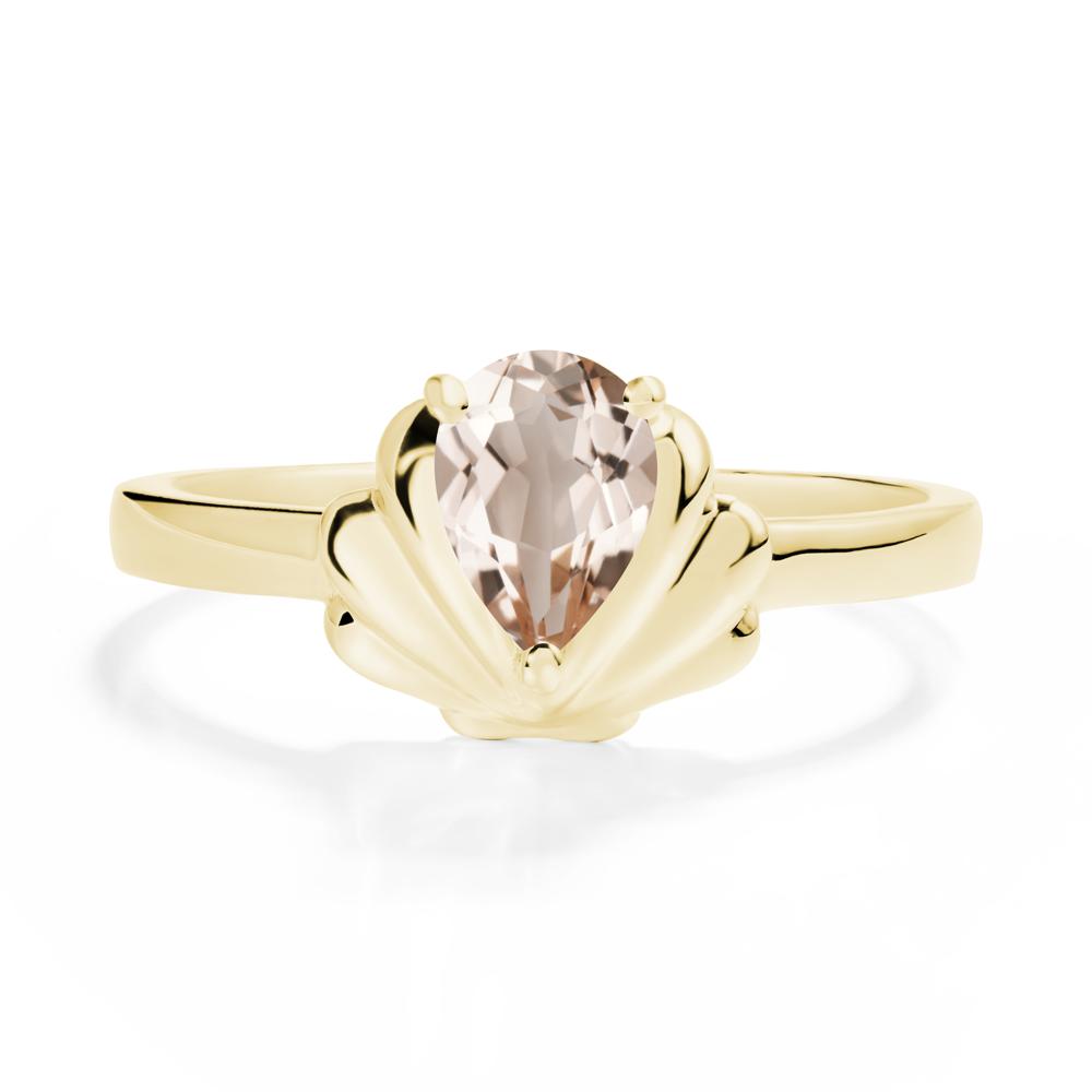 Pear Morganite Shell Engagement Ring - LUO Jewelry #metal_18k yellow gold
