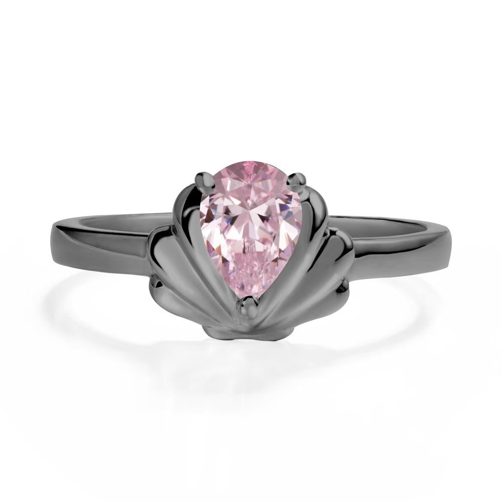 Pear Pink Cubic Zirconia Shell Engagement Ring - LUO Jewelry #metal_black finish sterling silver