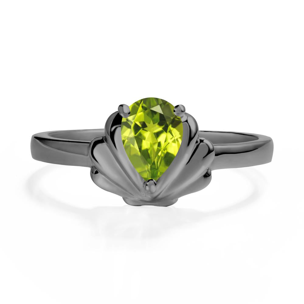 Shell Peridot Promise Ring - LUO Jewelry #metal_black finish sterling silver