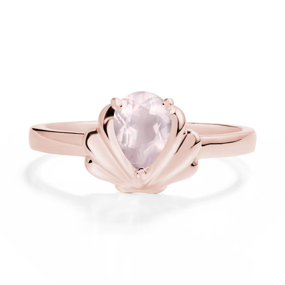 Pear Rose Quartz Shell Engagement Ring - LUO Jewelry #metal_18k rose gold
