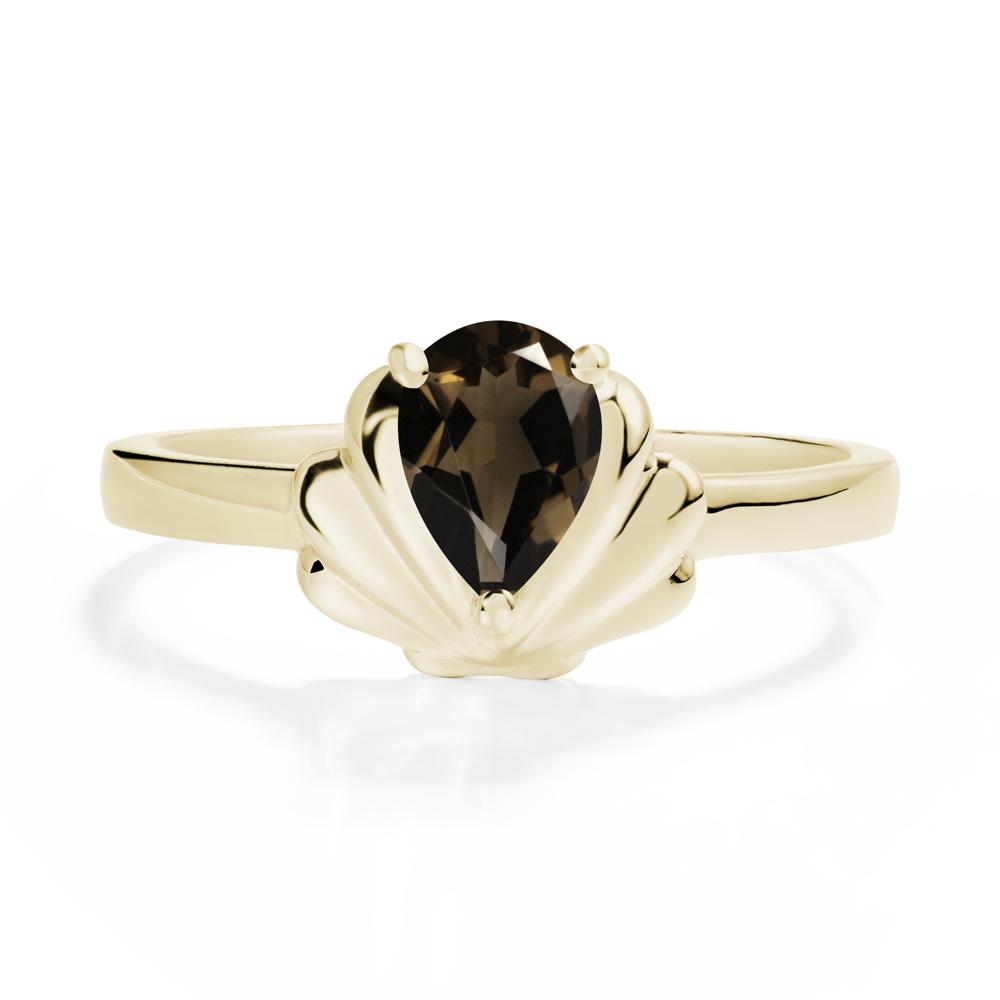 Shell Smoky Quartz Promise Ring - LUO Jewelry #metal_14k yellow gold