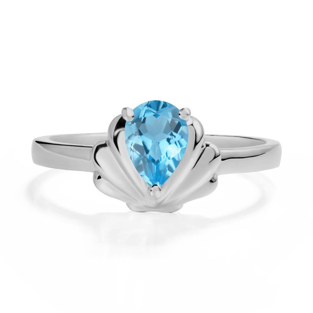 Pear Swiss Blue Topaz Shell Engagement Ring - LUO Jewelry #metal_platinum
