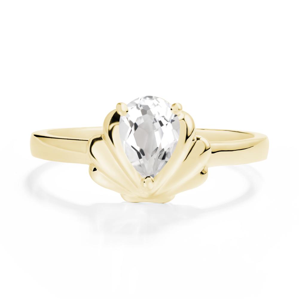 Shell White Topaz Promise Ring - LUO Jewelry #metal_18k yellow gold