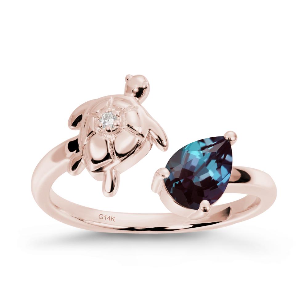 Alexandrite Turtle Open Bypass Ring - LUO Jewelry #metal_14k rose gold