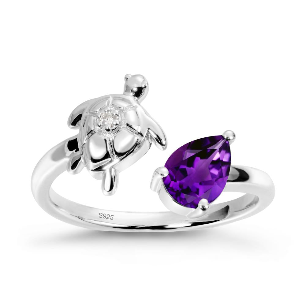 Turtle Open Band Amethyst Ring - LUO Jewelry #metal_sterling silver