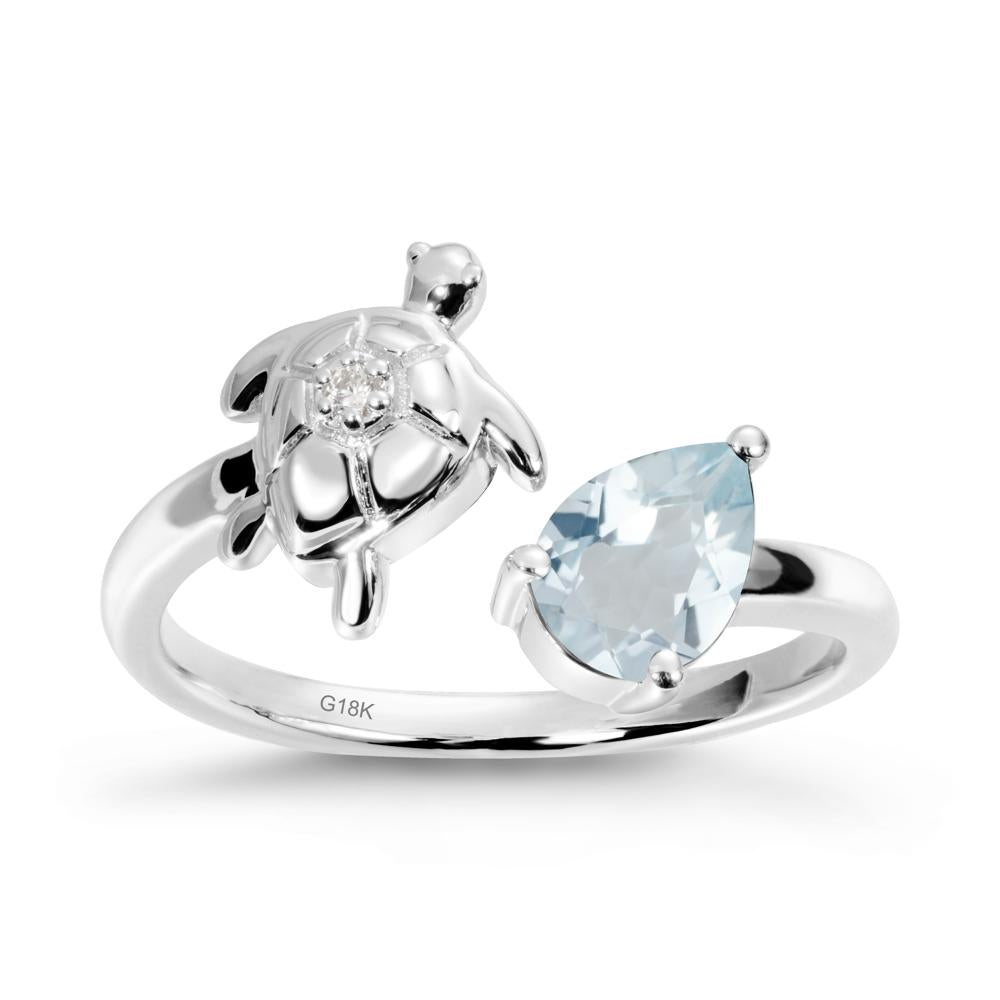 Aquamarine Turtle Open Bypass Ring - LUO Jewelry #metal_18k white gold