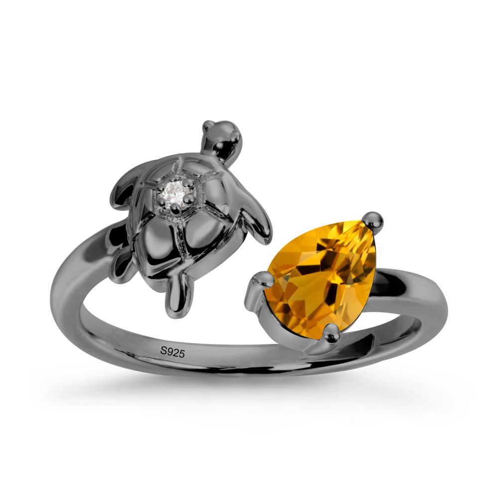 Turtle Open Band Citrine Ring - LUO Jewelry #metal_black finish sterling silver