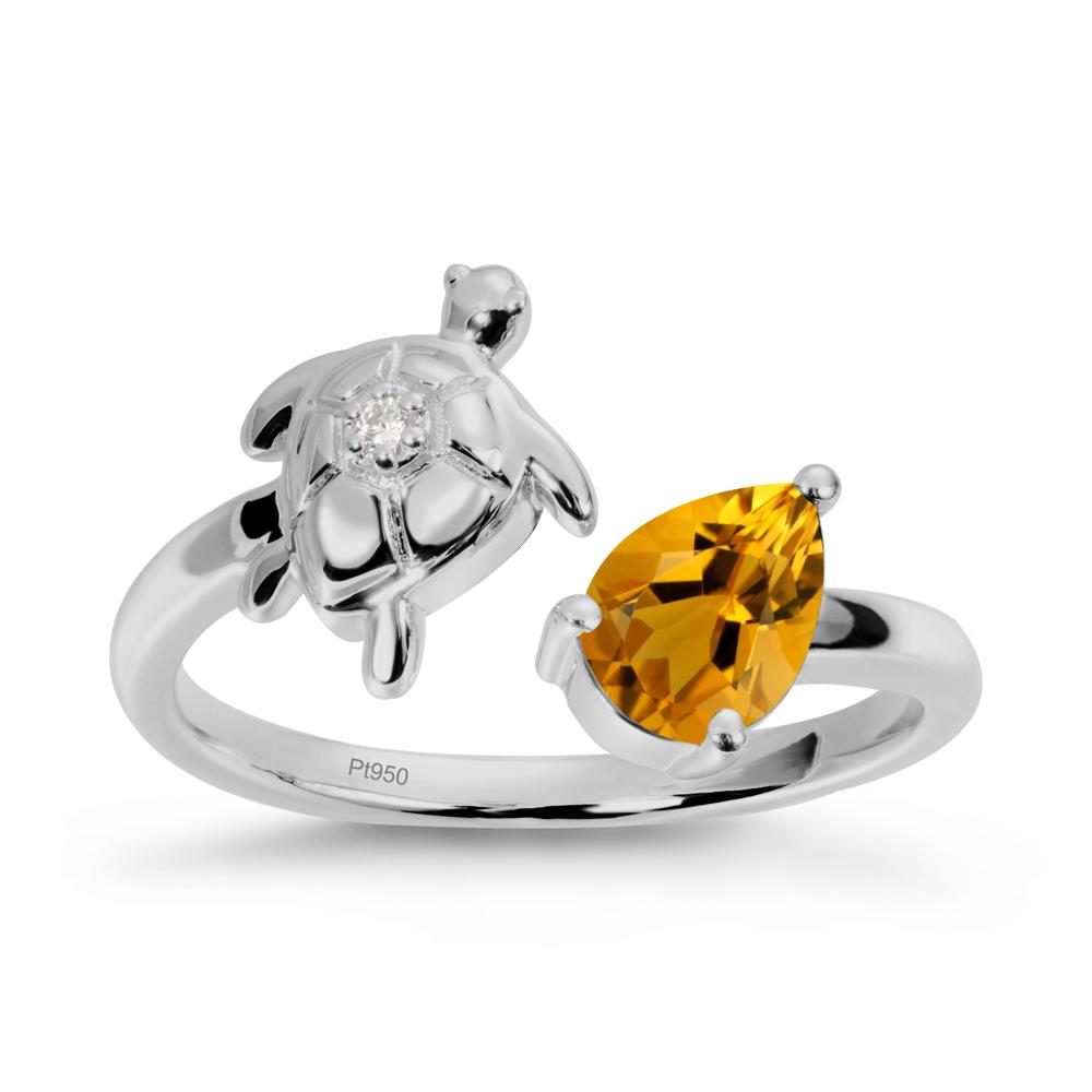 Turtle Open Band Citrine Ring - LUO Jewelry #metal_platinum