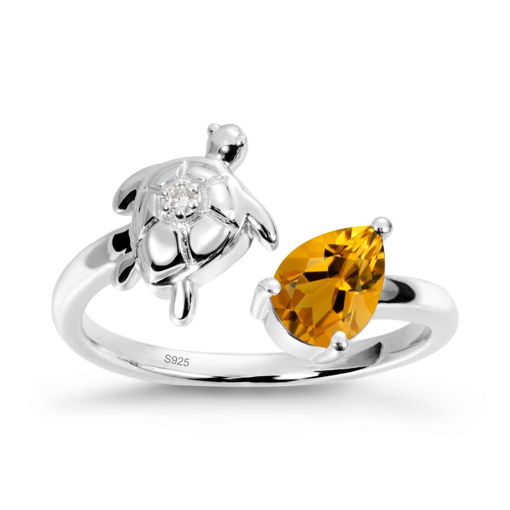 Turtle Open Band Citrine Ring - LUO Jewelry #metal_sterling silver