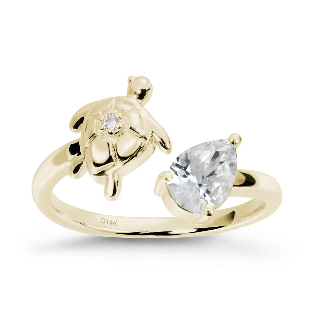 Cubic Zirconia Turtle Open Bypass Ring - LUO Jewelry #metal_14k yellow gold