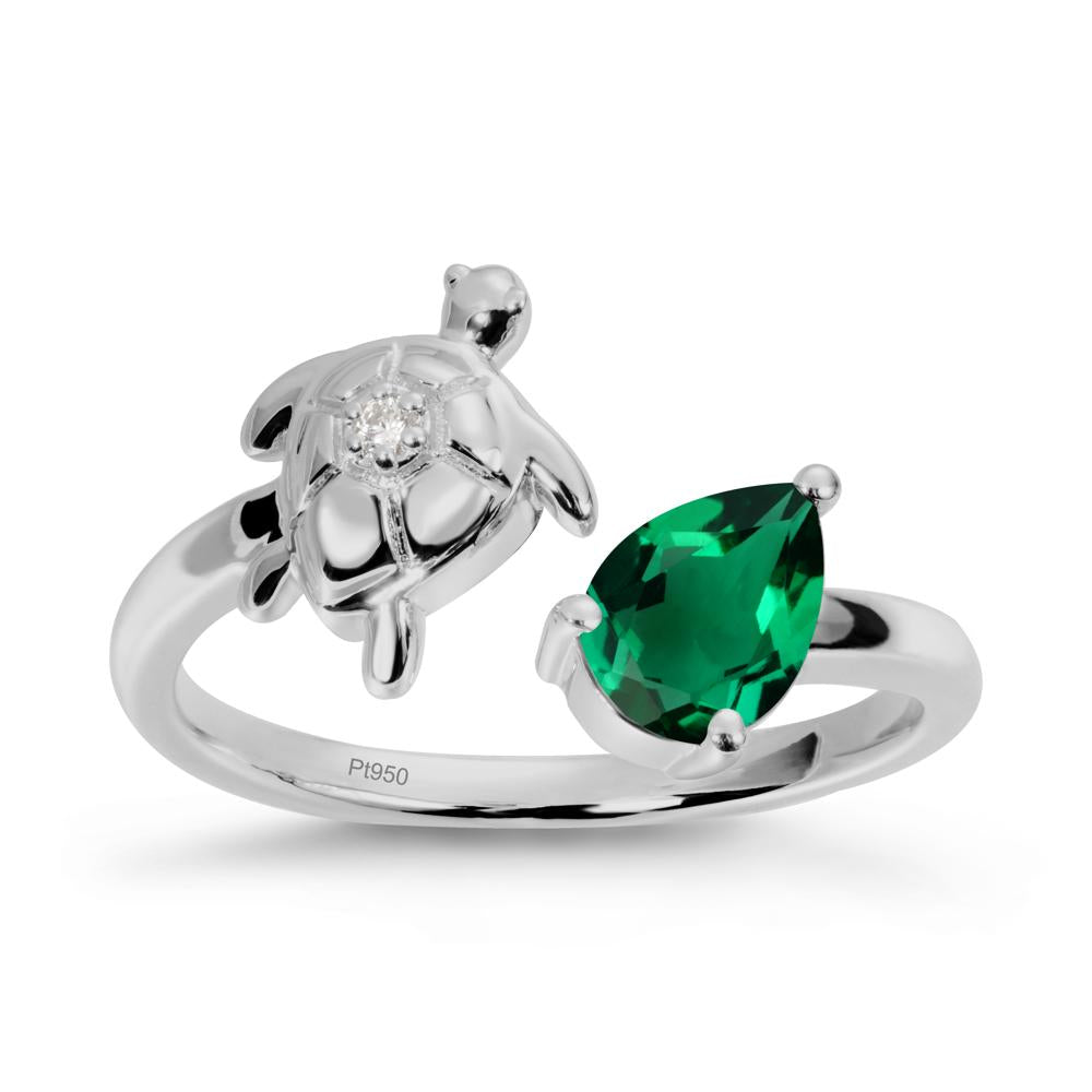 Turtle Open Band Emerald Ring - LUO Jewelry #metal_platinum