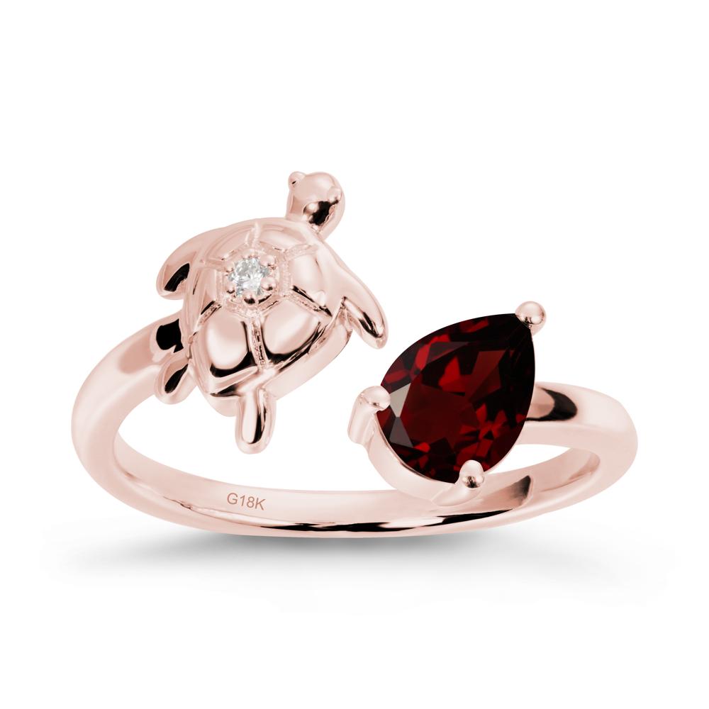 Garnet Turtle Open Bypass Ring - LUO Jewelry #metal_18k rose gold