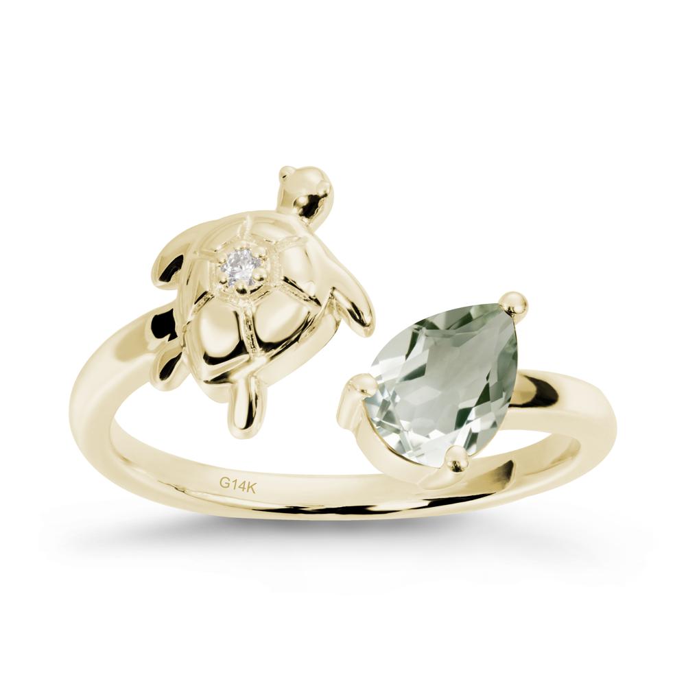 Turtle Open Band Green Amethyst Ring - LUO Jewelry #metal_14k yellow gold