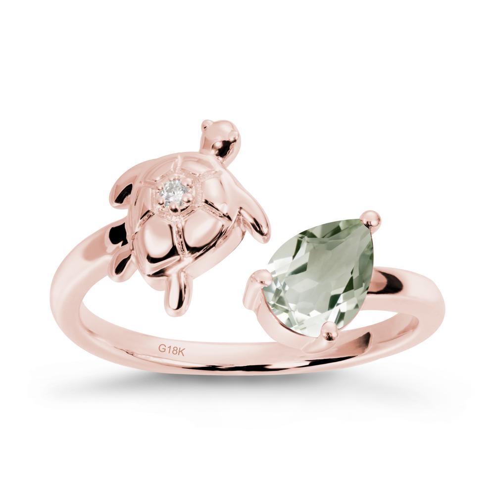 Turtle Open Band Green Amethyst Ring - LUO Jewelry #metal_18k rose gold