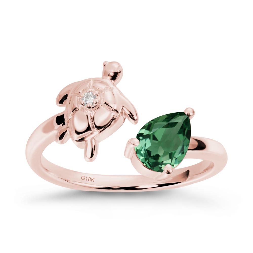 Green Sapphire Turtle Open Bypass Ring - LUO Jewelry #metal_18k rose gold