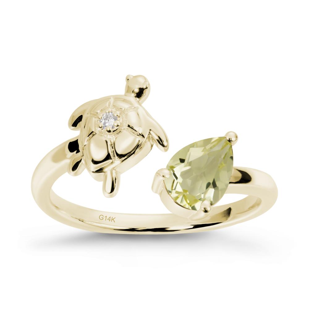 Turtle Open Band Lemon Quartz Ring - LUO Jewelry #metal_14k yellow gold