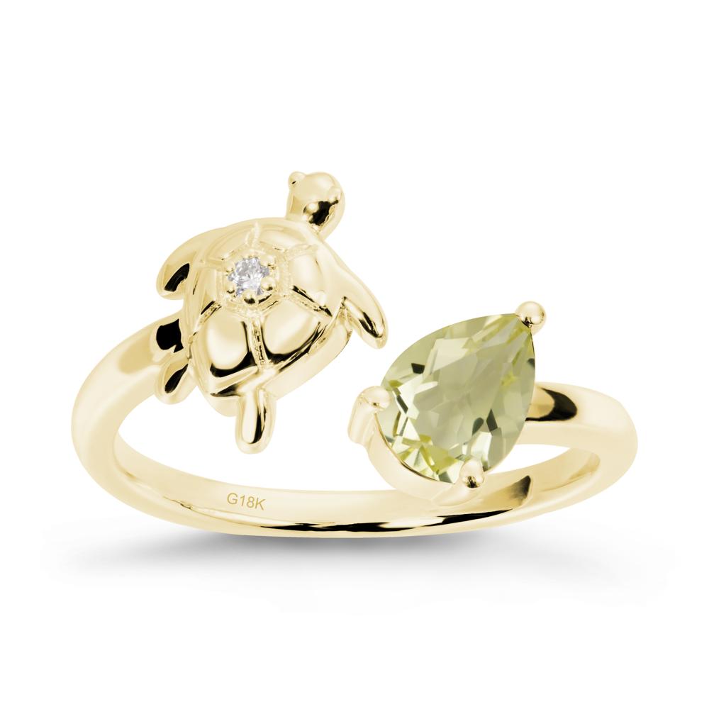 Turtle Open Band Lemon Quartz Ring - LUO Jewelry #metal_18k yellow gold