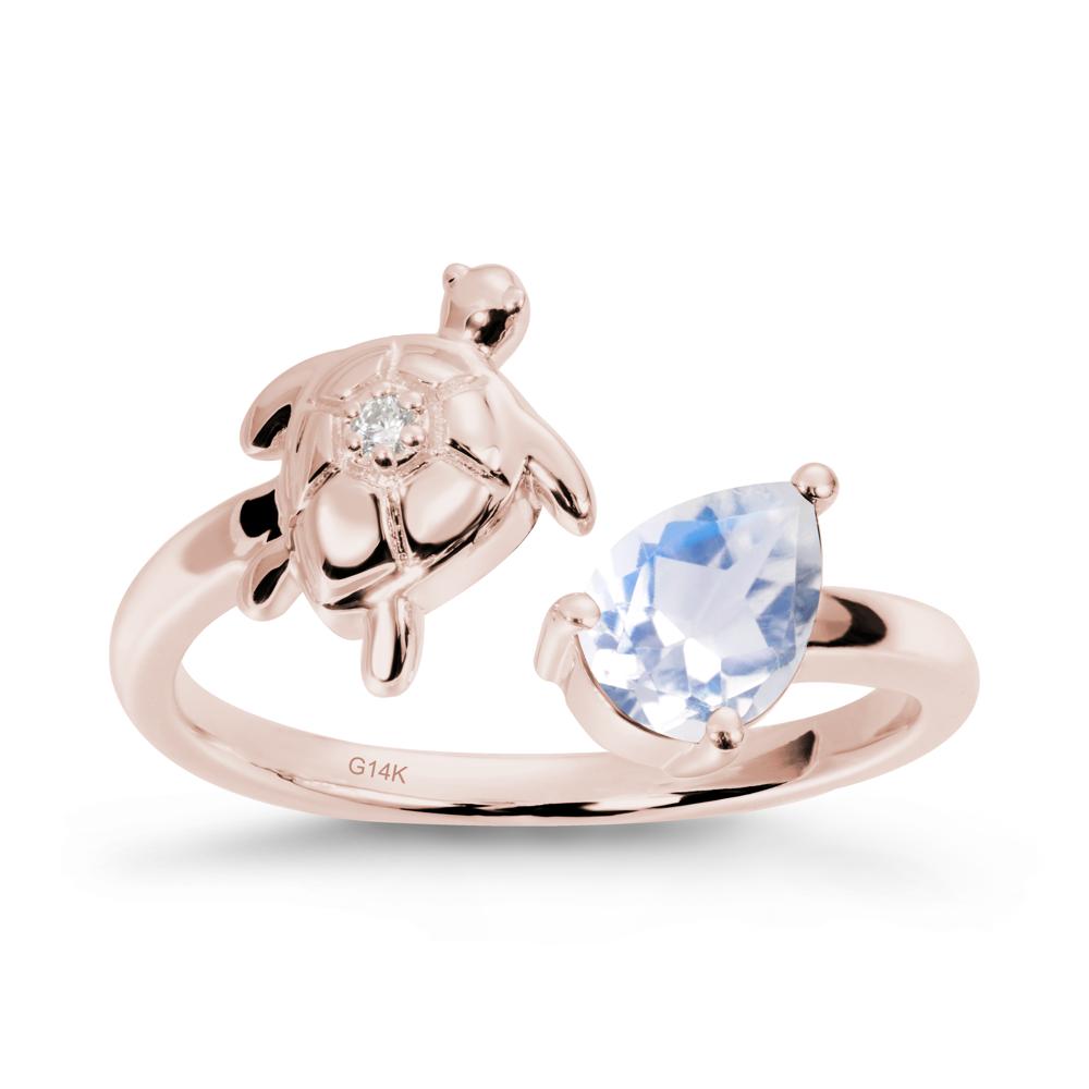 Turtle Open Band Moonstone Ring - LUO Jewelry #metal_14k rose gold