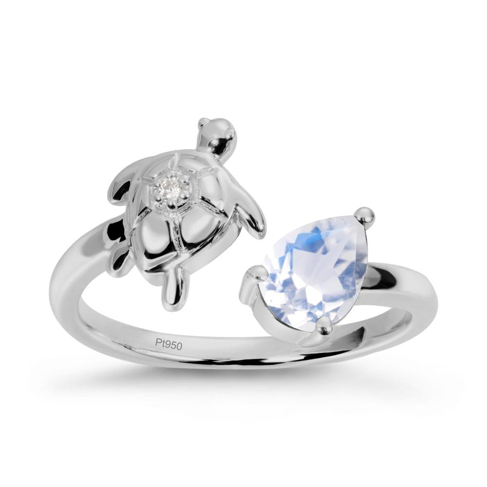 Turtle Open Band Moonstone Ring - LUO Jewelry #metal_platinum