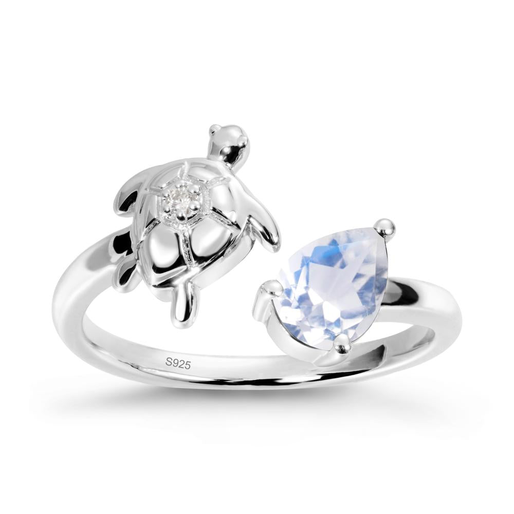 Turtle Open Band Moonstone Ring - LUO Jewelry #metal_sterling silver