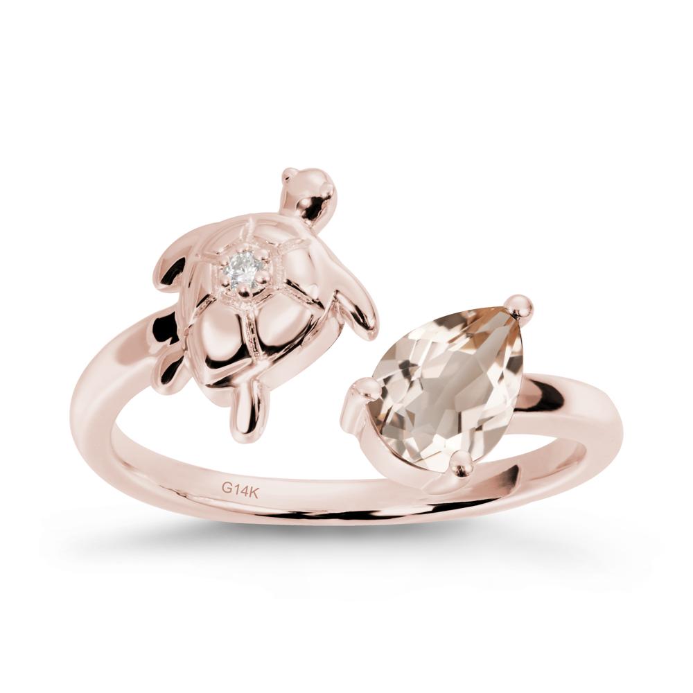 Morganite Turtle Open Bypass Ring - LUO Jewelry #metal_14k rose gold