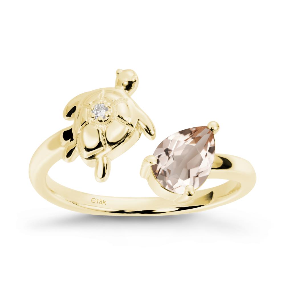 Morganite Turtle Open Bypass Ring - LUO Jewelry #metal_18k yellow gold