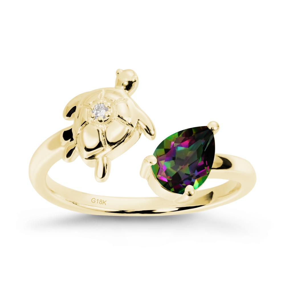 Turtle Open Band Mystic Topaz Ring - LUO Jewelry #metal_18k yellow gold