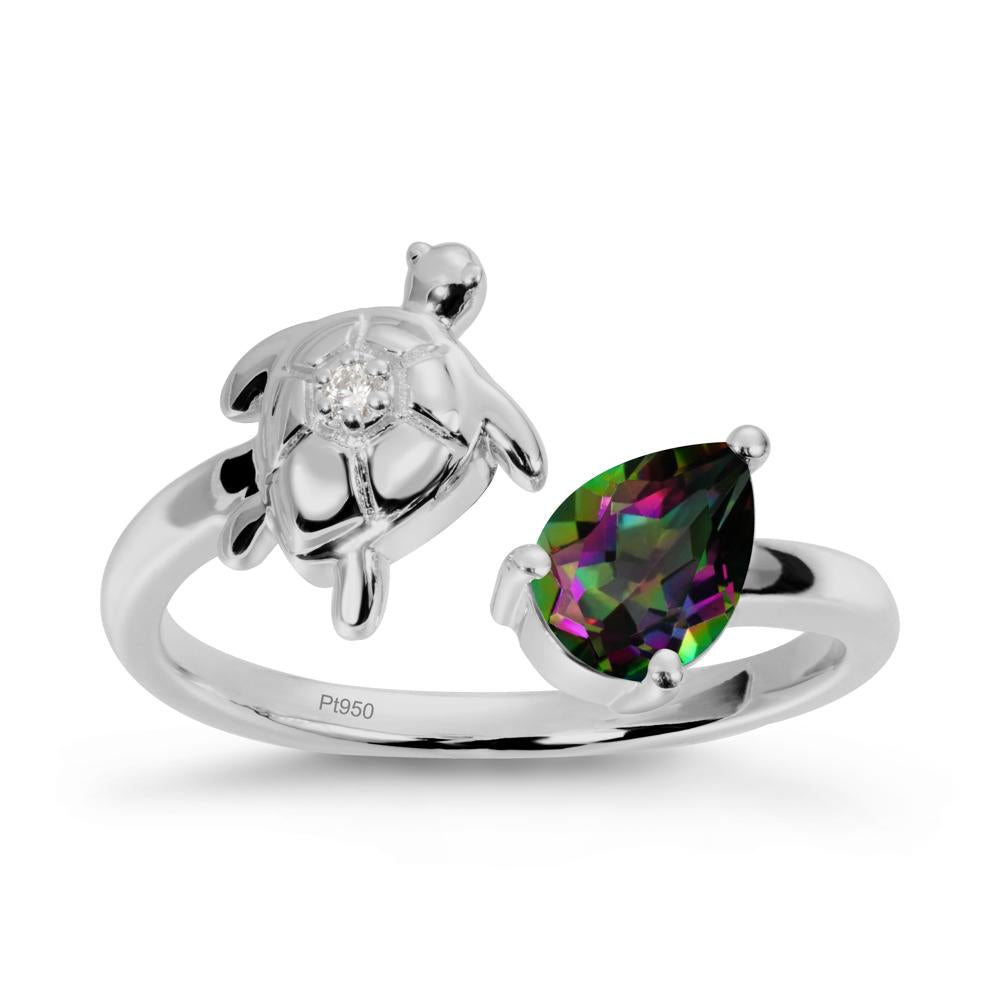 Turtle Open Band Mystic Topaz Ring - LUO Jewelry #metal_platinum