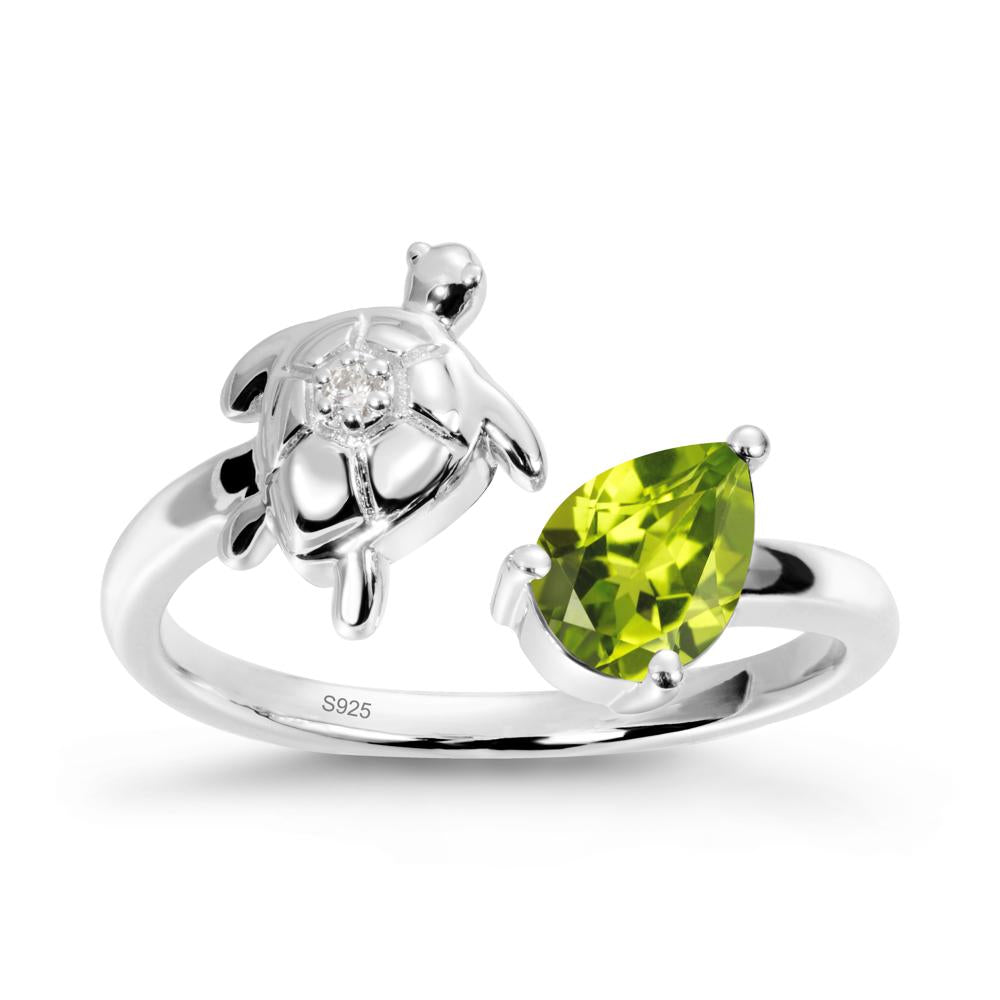 Turtle Open Band Peridot Ring - LUO Jewelry #metal_sterling silver