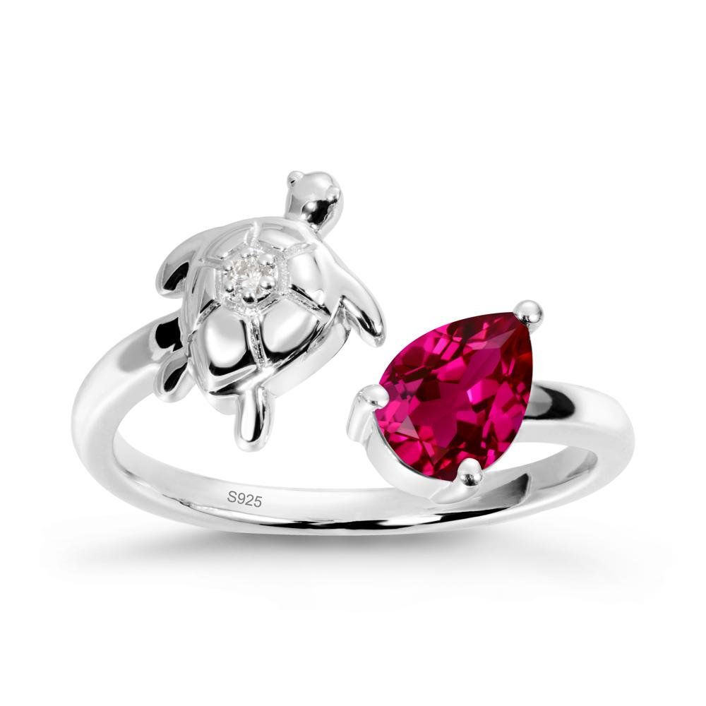 Turtle Open Band Ruby Ring - LUO Jewelry #metal_sterling silver