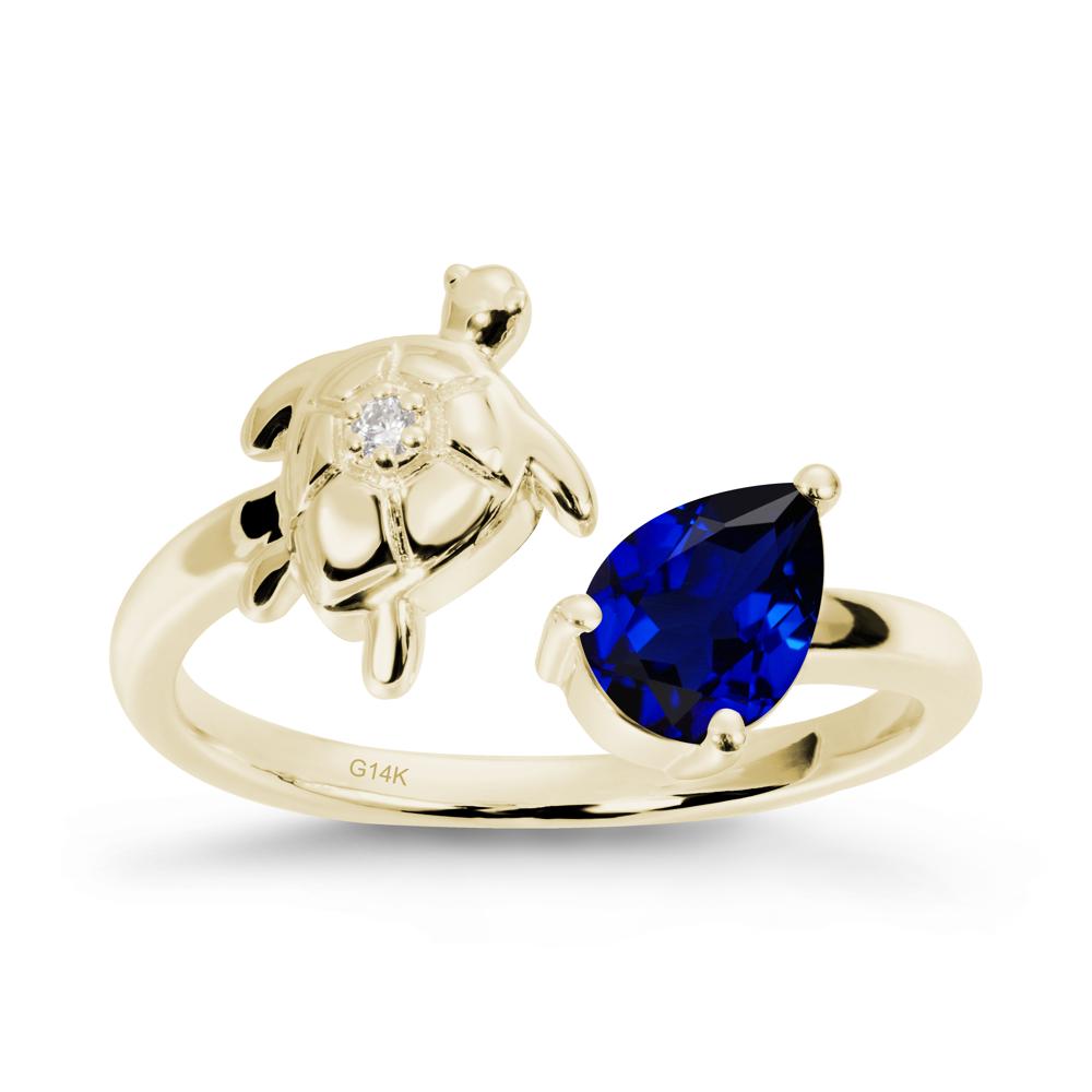 Sapphire Turtle Open Bypass Ring - LUO Jewelry #metal_14k yellow gold