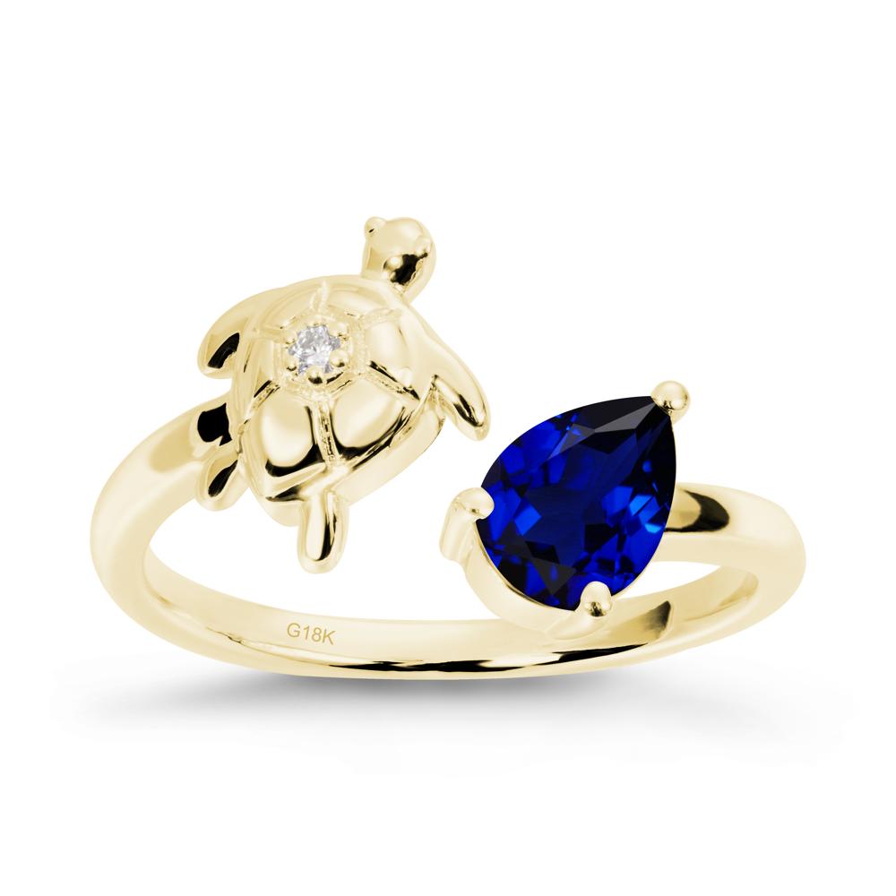 Sapphire Turtle Open Bypass Ring - LUO Jewelry #metal_18k yellow gold