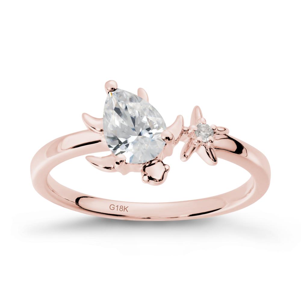 Pear Cubic Zirconia Turtle and Starfish Ring - LUO Jewelry #metal_18k rose gold