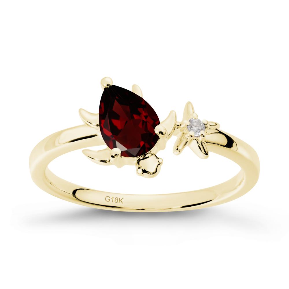 Pear Garnet Turtle and Starfish Ring - LUO Jewelry #metal_18k yellow gold