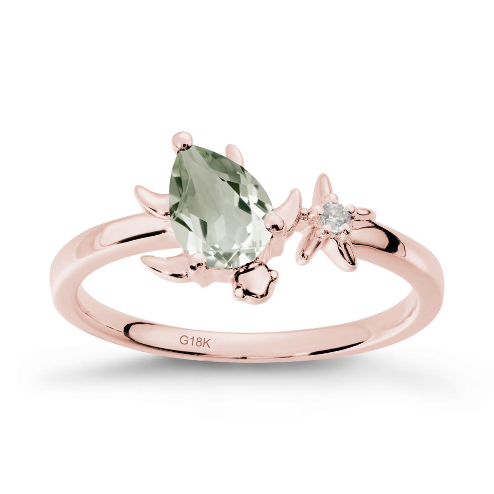 Turtle and Starfish Green Amethyst Ring - LUO Jewelry #metal_18k rose gold